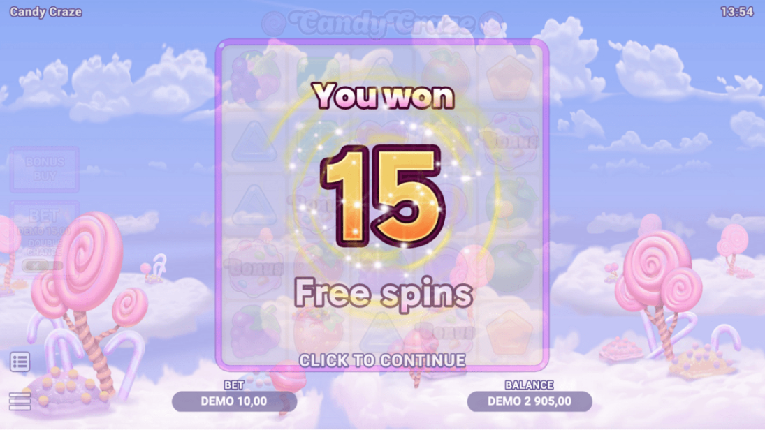 Candy Craze 15 Free Spins 
