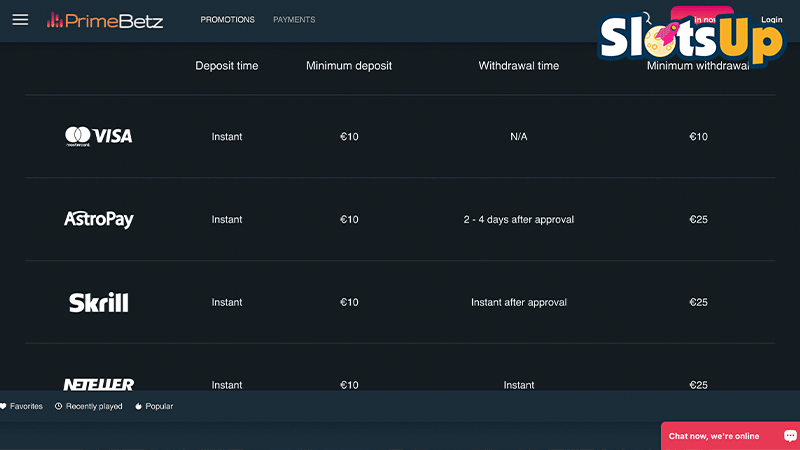 PrimeBetz Payments