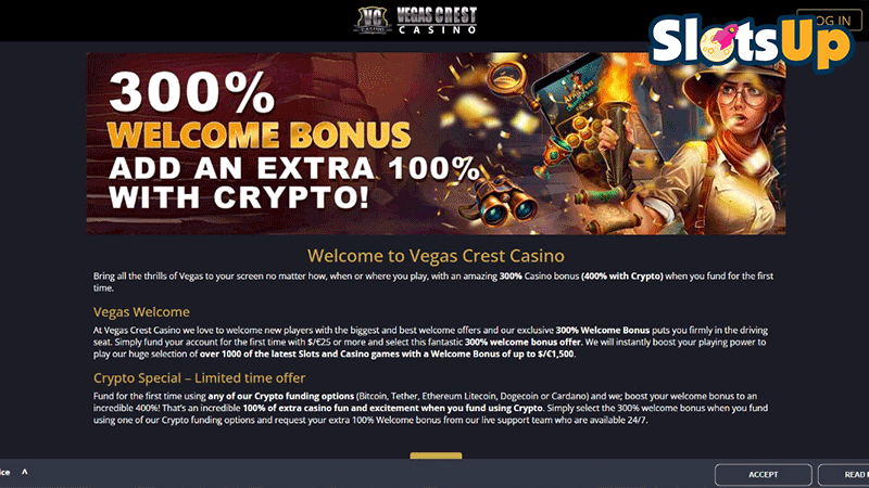 Vegas Crest Welcome Bonus