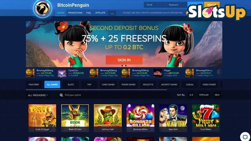 Bitcoin Penguin Online Casino Lobby