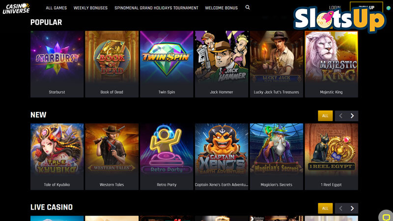Casino Universe Online Casino Games Lobby