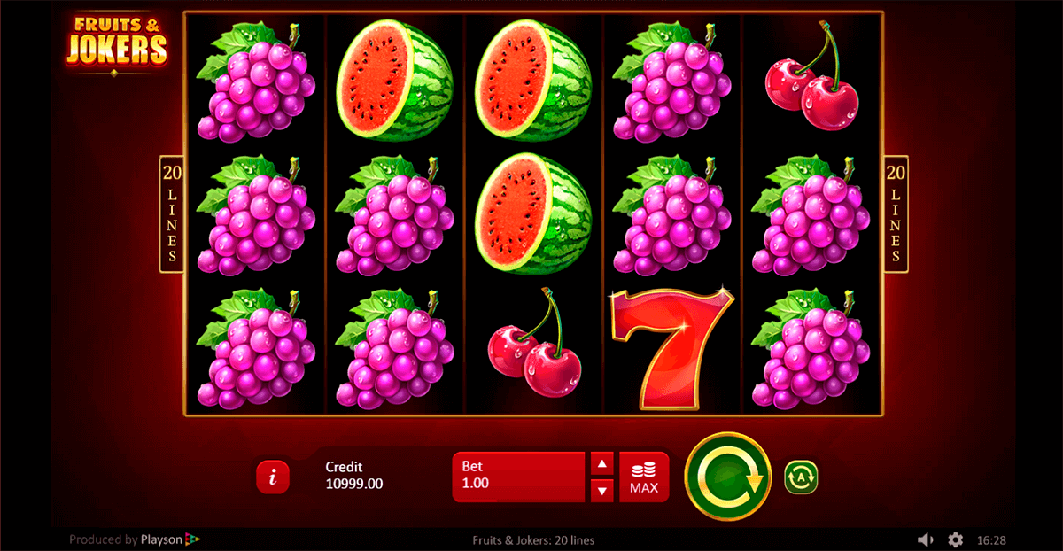 fruits jokers 20 lines playson casino slots 