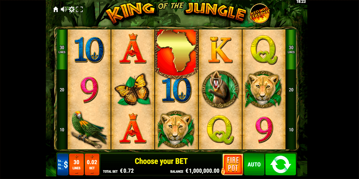 king of the jungle red hot firepot gamomat casino slots 