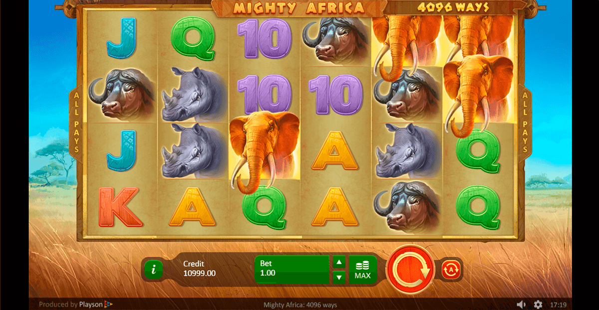 mighty africa 4096 ways playson casino slots 
