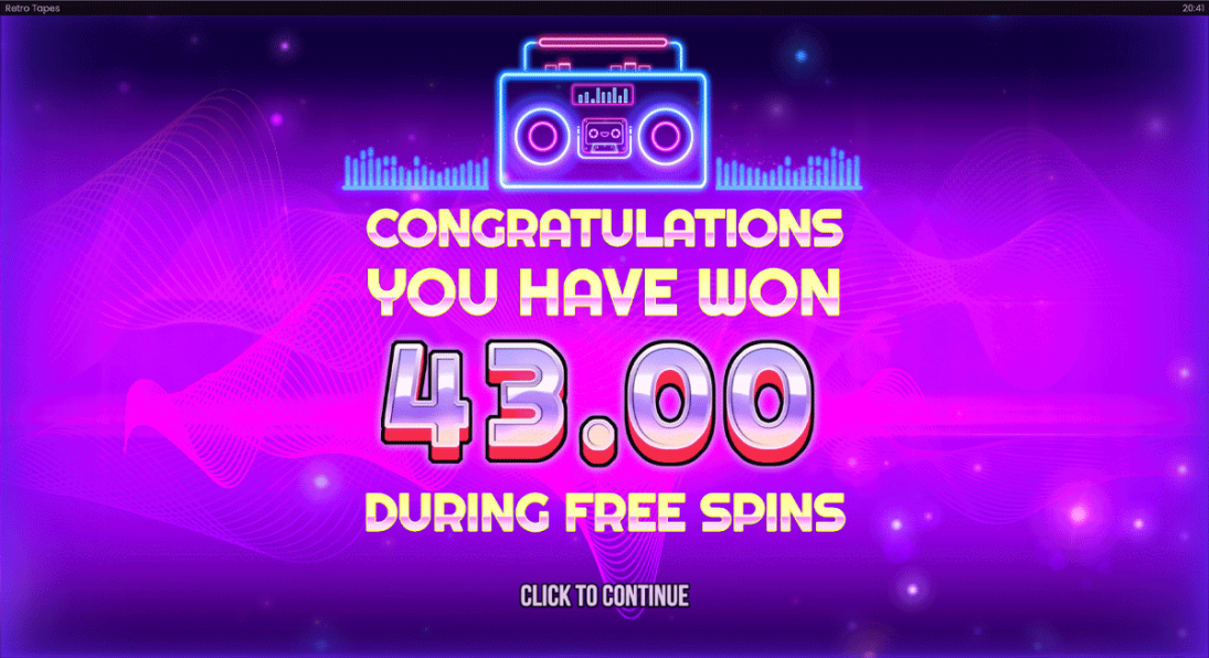 Retro Tapes Free Spins Win 