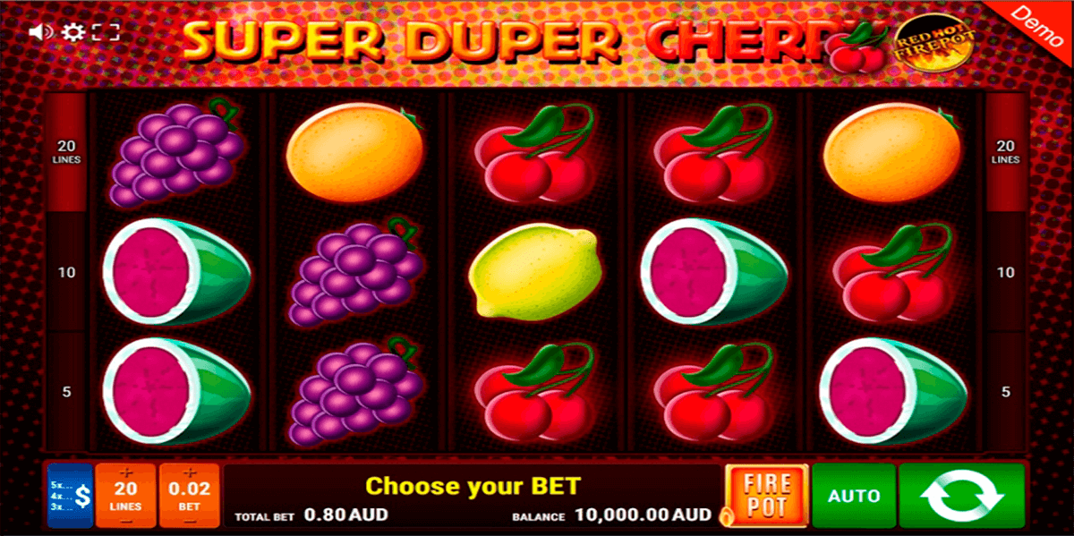 super duper cherry red hot firepot gamomat casino slots 